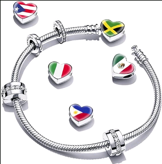 287 Countries Flag Bead, Fits for Pandura, Chamila Bracelets