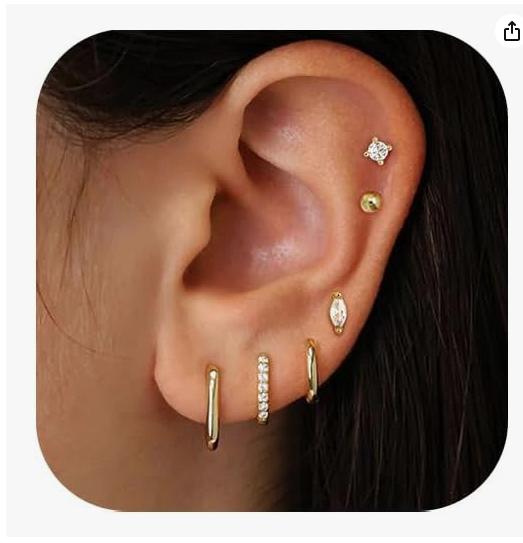 A1 Stud Hoop Earrings Set, Lucky Bags, OPEN IN LIVE,  316L Stainless Steel nickel Free CZ  Earrings